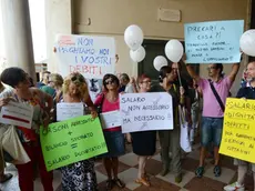 Interpress/M.Tagliapietra Venezia 08.08.2014.- Protesta e conferenza stampa dipendenti comunali. Cà Farsetti.