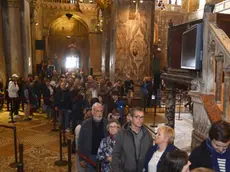 Interpress/M.Tagliapietra Venezia 11.04.2018.- Basilica di San Marco. Code ai Tornelli all'interno.