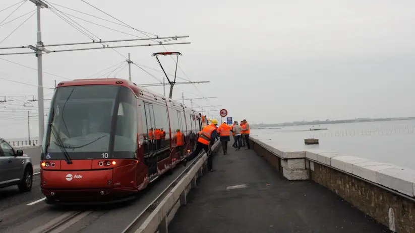 Giro di prova del tram Parco di San Giuliano e Ponte della Libertà.