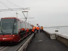 Giro di prova del tram Parco di San Giuliano e Ponte della Libertà.