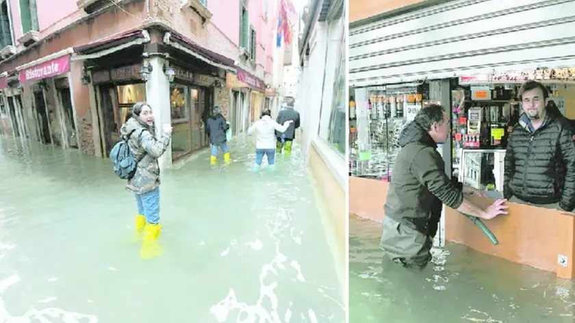 Le immagini della marea in centro storico. Fino ad oggi sono già stati eseguiti 57 milioni di lavori pubblici dopo l’acqua alta del 2019, 32 milioni di rimborsi a privati e attività