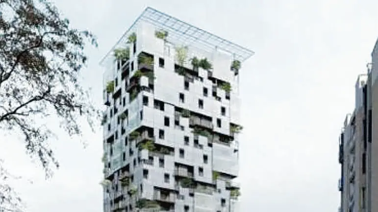 Il rendering della maxi torre approvata in viale San Marco a Mestre