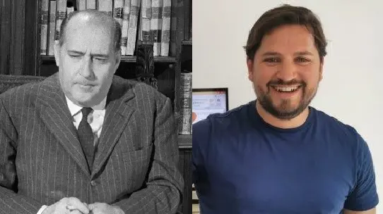 Il regista Roberto Rossellini e il sindaco di Marcon Matteo Romanello