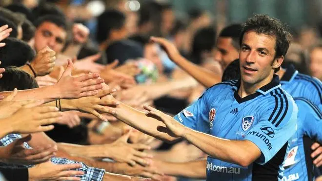 (FILE) Sydney FC's Alessandro Del Piero celebrates with the Sydney FC fans after their round 13 A-League win against the Central Coast Mariners at Allianz Stadium in Sydney, Australia, 27 December 2012. .ANSA/DEAN LEWINS