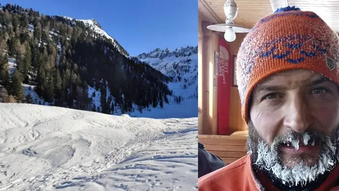 Il luogo della valanga sul Lagorai e Guido Trevisan, sopravvissuto di Noale