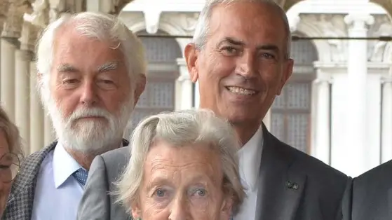 Interpress/ Gf.Tagliapietra.06.09.2018- Palazzo Ducale . CERIMONIA DI CONSEGNA ALL'ASSOCIAZIONE DEI COMITATI PRIVATI INTERNAZIONALI PER LA SALVAGUARDIA DI VENEZIA. Sneska Quaedvlieg-Mihailovic, Lady Clarke e Umberto Marcello del Majno.