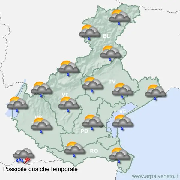 Le previsioni Arpav per venerdì 4