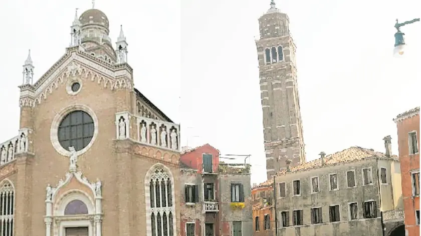 La chiesa della Madonna dell’Orto, a Cannaregio. A destra, il campanile di Santo Stefano. Sono due degli interventi prioritari finanziati dal Mibact