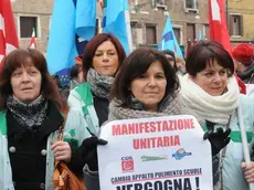 Interpress/Mazzega Baschieri Venezia, 13.01.2014.- Manifestazione operatori settore pulizie delle scuole.-