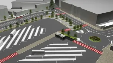 Un rendering evidenzia l’area di sosta per i bus