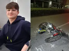 Alessandro Spanio, aveva solo 16 anni. A destra i resti della moto dopo l'incidente mortale