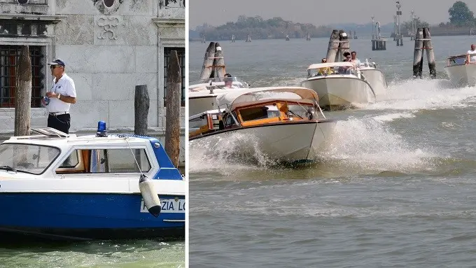 Interpress/M.Tagliapietra Venezia 03.08.2017.- Controlli velocità taxi della Polizia Locale.