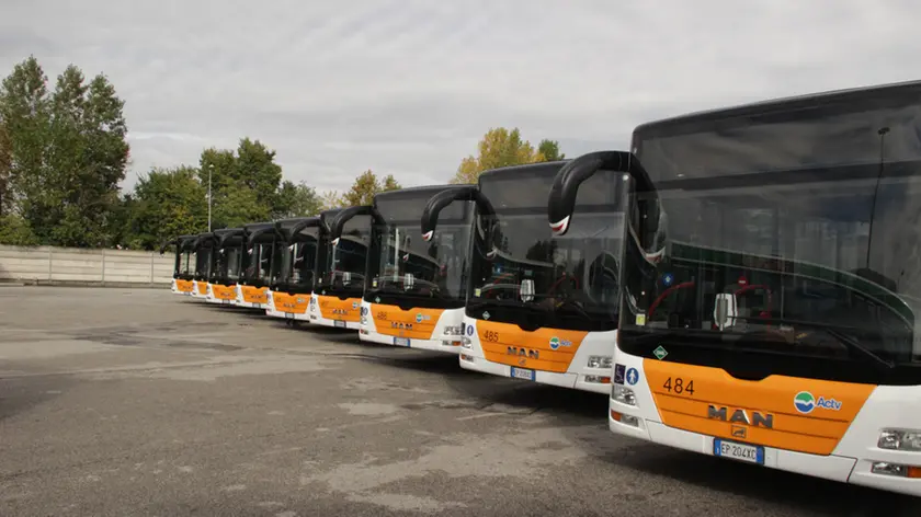 Autobus fermi in deposito