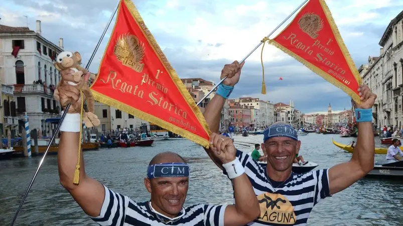 Interpress/Mazzega Venezia, 03.09.2017.- Regata Storica , i vincitori gondolini Rudie Igor Vignotto