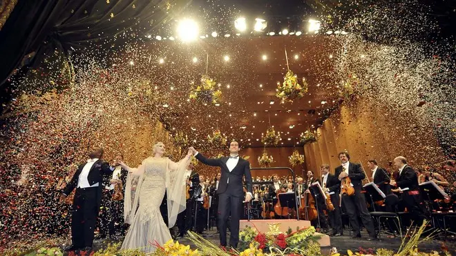 Venezia 01.01.2014.- Concerto Capodanno Teatro La Fenice. Da sx tenore Lawrence Brownlee, soprano Carmen Giannattasio, Direttore Diego Mattheuz. Foto concessa da Ufficio Stampa Teatro Fenice @Michele Crosera