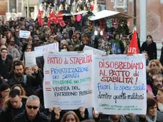 Interpress/Mazzega Pellicani Venezia, 24.02.2014.- Corteo lavoratori comunali a San Felice