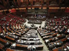 un momento nell'aula dela Camera durante le comunicazioni del Presidente del Consiglio dei ministri in vista del Consiglio europeo. Roma 16 Marzo 2016, ANSA/GIUSEPPE LAMI