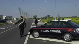 Un posto di blocco dei carabinieri a San Donà