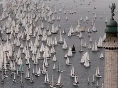 Un'immagine della partenza della 45a edizione della regata Barcolana a Trieste, 13 ottobre 2013. ANSA/ ANDREA LASORTE