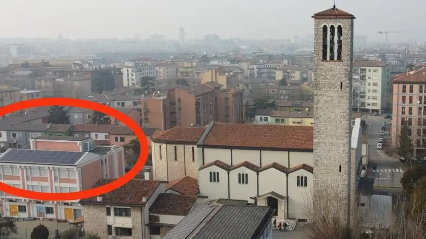 Una veduta dall’alto della parrocchia di San Giuseppe, in viale San Marco