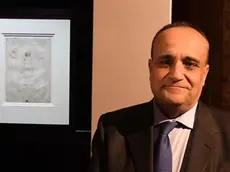 Interpress/M.Tagliapietra Venezia 16.04.2019.- Il Ministro Alberto Bonisoli alla Mostra "Leonardo Da Vinci. L'Uomo modello del Mondo". Gallerie dell'Accademia. Nella foto Davanti all'Uomo Vitruviano.