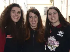 Interpress/M.Tagliapietra Venezia 20.02.2017.- Presentazione Final Four di Coppa Italia, Basket femminile, Comune di Venezia. Nella foto le 3 atlete convocate in Nazionale: da sx Lorela Cubaj, Martina Sandri, Sara Madera.