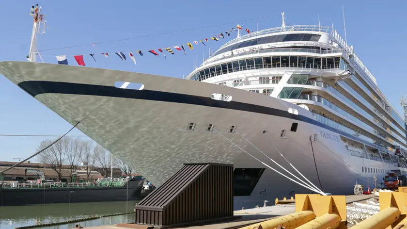 Inaugurazione della nave da crociera Viking Star nello stabilimento Fincantieri di Porto Marghera