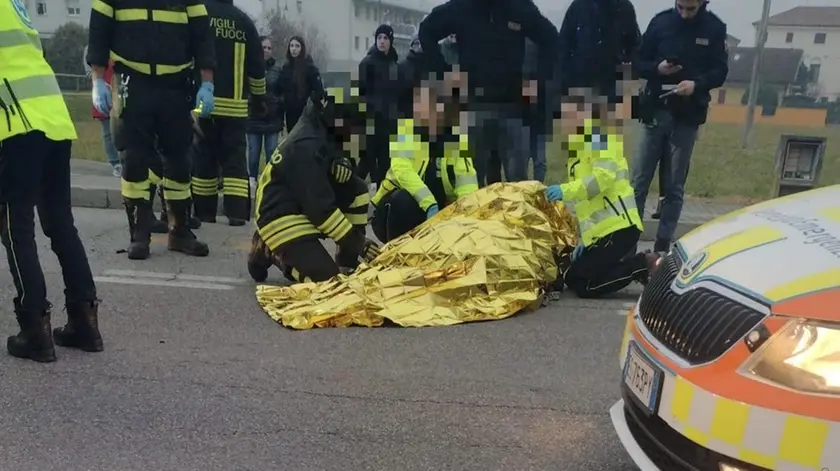 La scena dell'incidente (foto "Buongiorno Marghera")