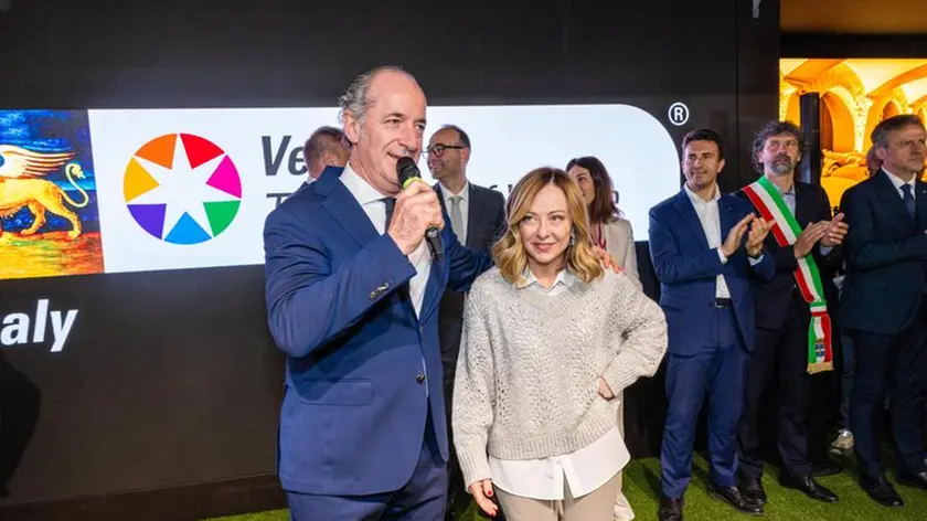 Il presidente della Regione Veneto Luca Zaia con la premier Giorgia Meloni