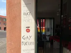 Le scritte comparse sulla sede dell'Udu Venezia