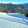 Una foto scattata dal basso verso l’alto della pista rossa Zoncolan 2: nel cerchio a sinistra il dosso che ha causato l’incidente, a destra le reti dove Marco è andato a sbattere