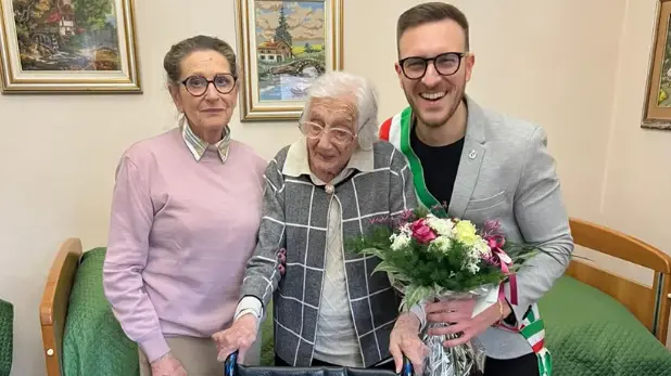 Nonna Rina nel giorno in cui ha compiuto 109 anni