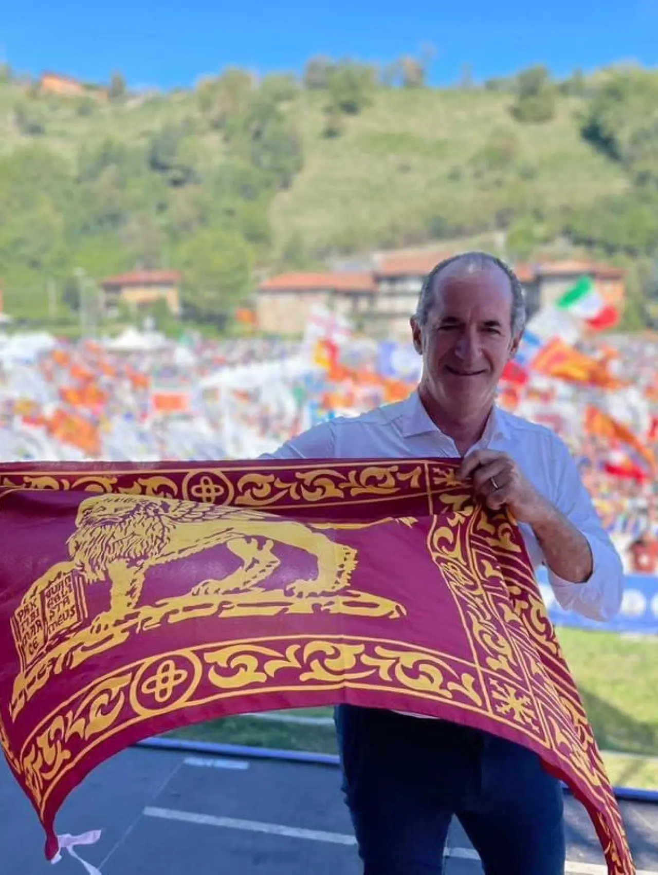 Il presidente del Veneto Luca Zaia a Pontida