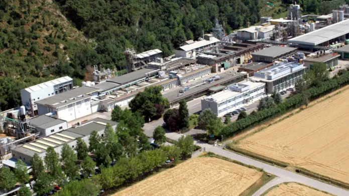 Una vista aerea della Miteni di Trissino