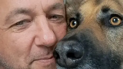 Fabio Di Leva con il suo pastore tedesco Gioia