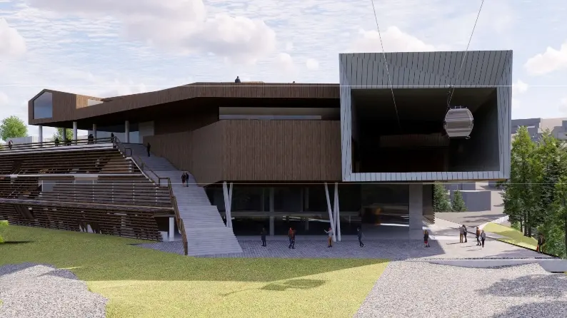 Un rendering della futura cabinovia di Socrepes