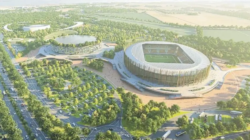 Il rendering del progetto del Bosco dello Sport