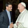 Don Andrea Albertin, teologo padovano, durante un incontro con Papa Francesco