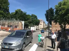 L'allestimento del cantiere sulle mura di Treviso