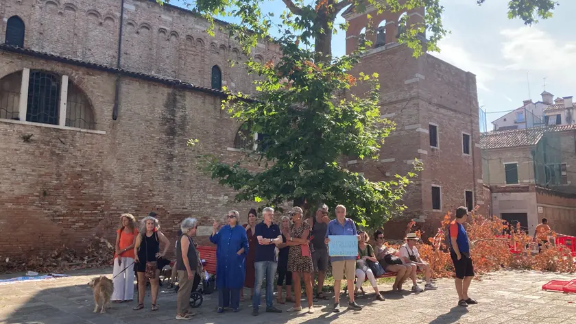 La protesta dei cittadini contro l'abbattimento degli alberi