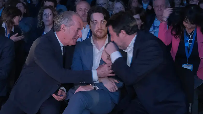 Matteo Salvini, Alberto Stefani e il presidente Luca Zaia