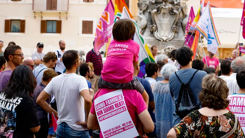 Una manifestazione di piazza dell'associazione Famiglie arcobaleno