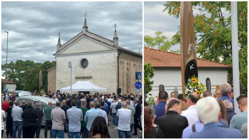 Due momenti del funerale dell'imprenditore Fabio Nosella, morto a 51 anni