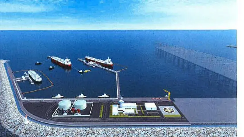 Un rendering del porto off-shore di Venezia. Tutto fermo fino a settembre