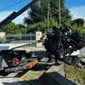 La moto su cui viaggiava il 62enne che ha perso la vita (foto Lorenzo Pòrcile)