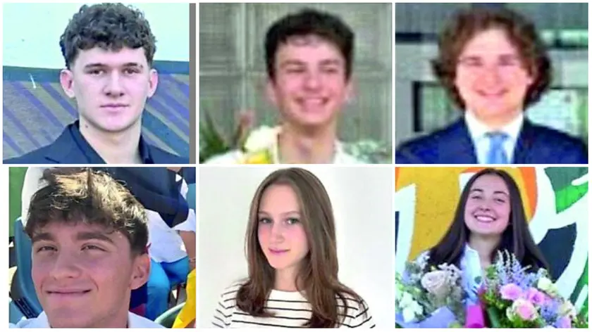 Da sinistra: Lorenzo Bellon, Manuel Alfrano, Vittorio Moro. Sotto Lorenzo De Rossi, Agnese Trevisan e Martina Benedetta Sorato