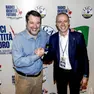 Il segretario federale della Lega Salvini e il segretario lombardo Romeo