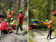 Il recupero del ciclista ferito ad Aviano
