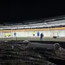 Il collaudo dell'illuminazione della pista di bob di Cortina