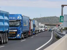 Le code al valico di Fernetti nei giorni scorsi (Lasorte)